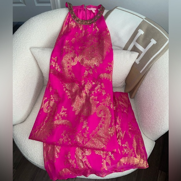 Lilly Pulitzer Franconia 100% Silk Embellished Dress Silk Embroidery - Picture 13 of 16